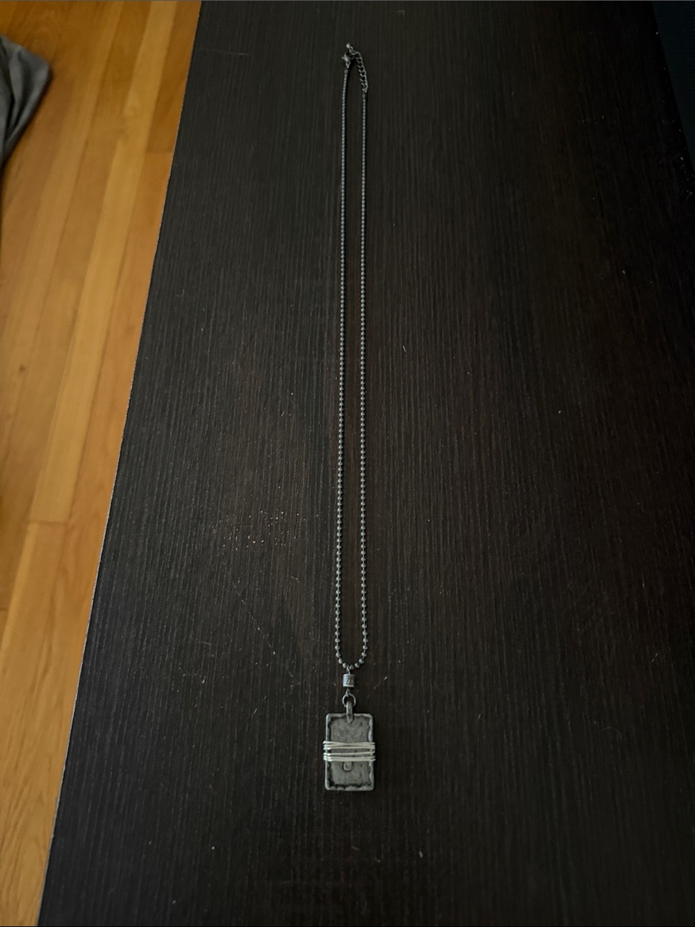 BKE Gunmetal Rectangular Pendant Necklace
